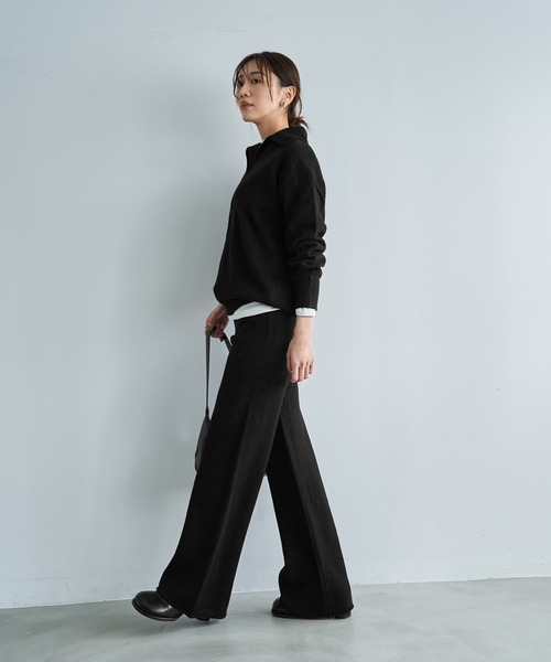 STYLE DELI(スタイルデリ)の「滑らかもっちりスキッパーニットセットアップ(ニット/セーター・レディース・グレー/ブラック/ホワイト系・FREE)」の18枚目の写真
