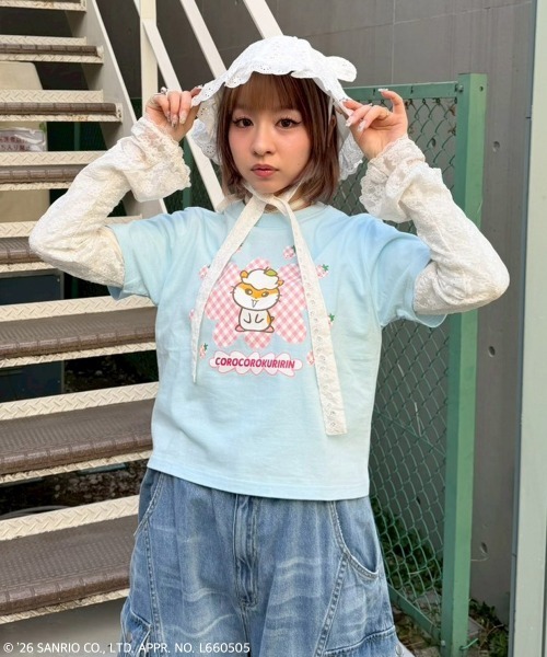 Candy Stripper（キャンディストリッパー）の「【COROCOROKURIRIN】STRAWBERRY TEE（Tシャツ/カットソー・レディース・ブラック/ライトブルー/オフホワイト・FREE）」の5枚目の写真