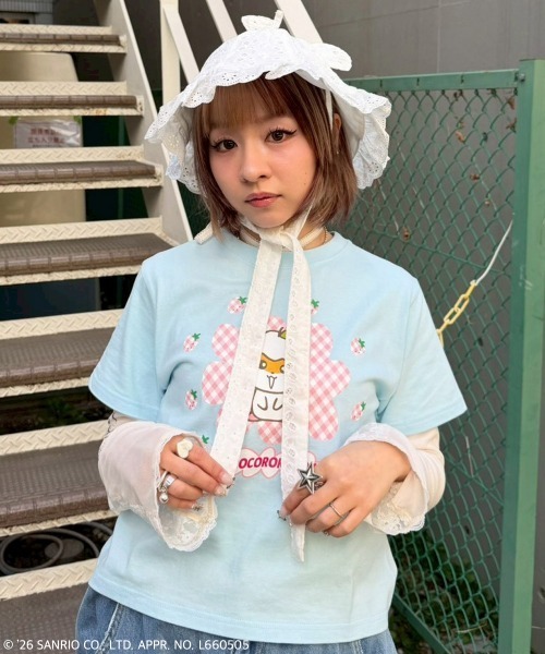 Candy Stripper（キャンディストリッパー）の「【COROCOROKURIRIN】STRAWBERRY TEE（Tシャツ/カットソー・レディース・ブラック/ライトブルー/オフホワイト・FREE）」の8枚目の写真