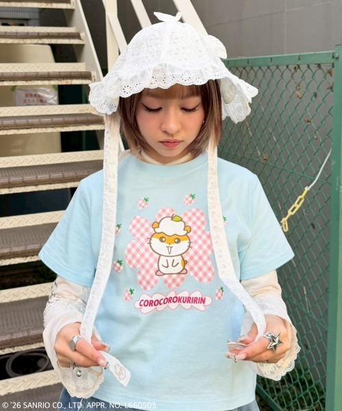 Candy Stripper（キャンディストリッパー）の「【COROCOROKURIRIN】STRAWBERRY TEE（Tシャツ/カットソー・レディース・ブラック/ライトブルー/オフホワイト・FREE）」の6枚目の写真