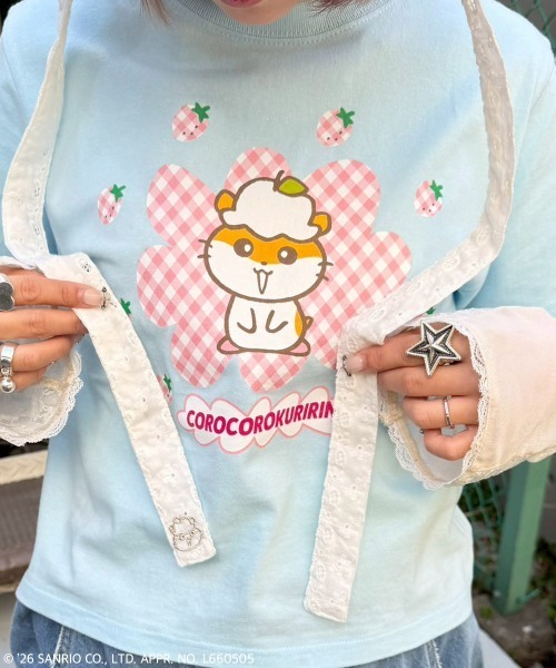 Candy Stripper（キャンディストリッパー）の「【COROCOROKURIRIN】STRAWBERRY TEE（Tシャツ/カットソー・レディース・ブラック/ライトブルー/オフホワイト・FREE）」の4枚目の写真