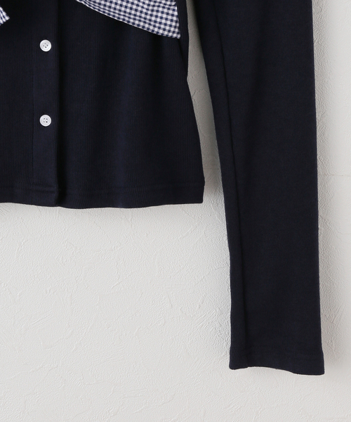 U by SPICK&SPAN(ユーバイスピックアンドスパン)の「CRANK/クランク RIBBON-TIED KNIT CARDIGAN(ニット/セーター・レディース・ホワイト/ネイビー・FREE)」の4枚目の写真