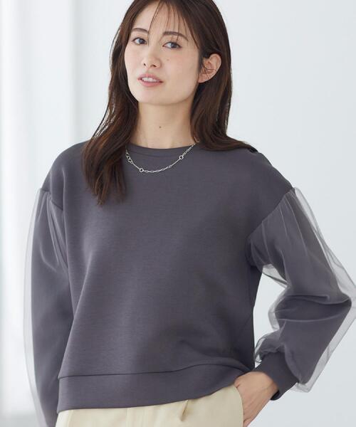 Reflect（リフレクト）の「チュールレイヤードスリーブプルオーバー（Tシャツ/カットソー・レディース・アイボリー/チャコールグレー/ブルー系その他・09/11）」の18枚目の写真