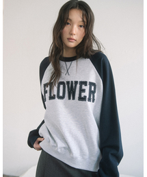 HAVISM（ヘビズム）の「FLOWER APLIQUE RAGLAN SWEATSHIRT(NAVY)（スウェット）」