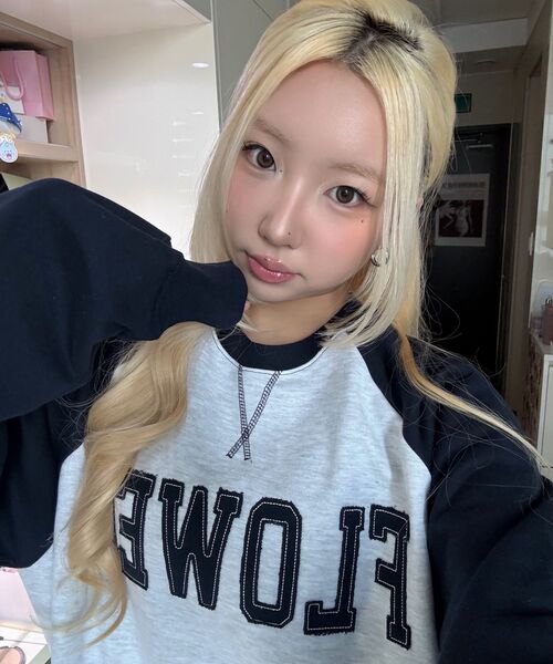 HAVISM（ヘビズム）の「FLOWER APLIQUE RAGLAN SWEATSHIRT(NAVY)（スウェット・レディース・その他・ONE SIZE）」の9枚目の写真
