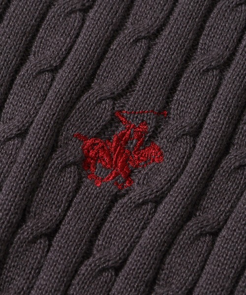 BEVERLY HILLS POLO CLUB(ビバリーヒルズポロクラブ)の「【Bevery Hills Polo Club/ビバリーヒルズ ポロクラブ】ワンポイント刺繍 ケーブル編み リブ半袖ポロニット(ニット/セーター・レディース・チャコールグレー/コーラルピンク/アイボリー・M)」の18枚目の写真