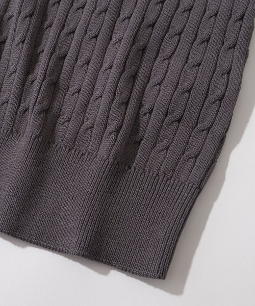 BEVERLY HILLS POLO CLUB(ビバリーヒルズポロクラブ)の「【Bevery Hills Polo Club/ビバリーヒルズ ポロクラブ】ワンポイント刺繍 ケーブル編み リブ半袖ポロニット(ニット/セーター・レディース・チャコールグレー/コーラルピンク/アイボリー・M)」の19枚目の写真
