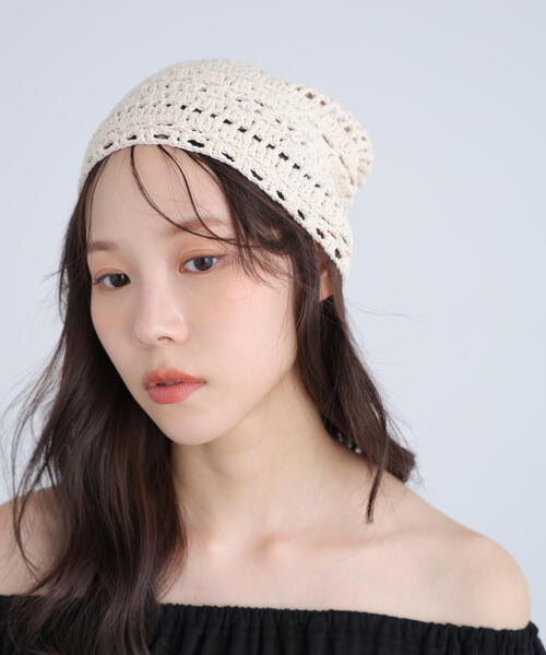 FREE'S MART（フリーズマート）の「編みワッチ（ニットキャップ/ビーニー・レディース・ブラック/ホワイト・ﾌﾘ-）」の2枚目の写真