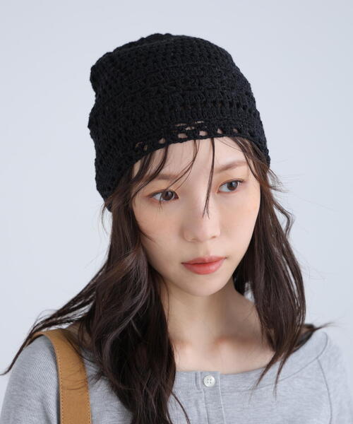 FREE'S MART（フリーズマート）の「編みワッチ（ニットキャップ/ビーニー・レディース・ブラック/ホワイト・ﾌﾘ-）」の3枚目の写真