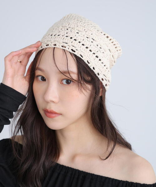 FREE'S MART（フリーズマート）の「編みワッチ（ニットキャップ/ビーニー・レディース・ブラック/ホワイト・ﾌﾘ-）」の5枚目の写真