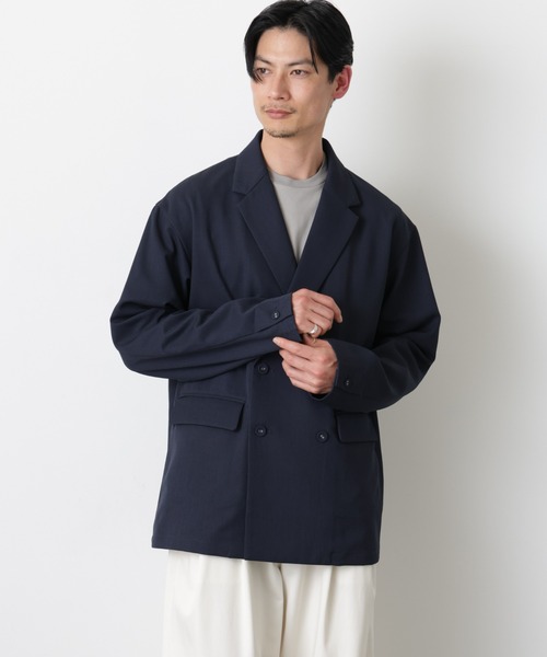 NANO universe（ナノユニバース）の「ドレープダブルジャケット（テーラードジャケット・メンズ・ネイビー/ブラック・S/L/M）」の3枚目の写真