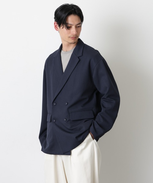 NANO universe（ナノユニバース）の「ドレープダブルジャケット（テーラードジャケット・メンズ・ネイビー/ブラック・S/L/M）」の4枚目の写真
