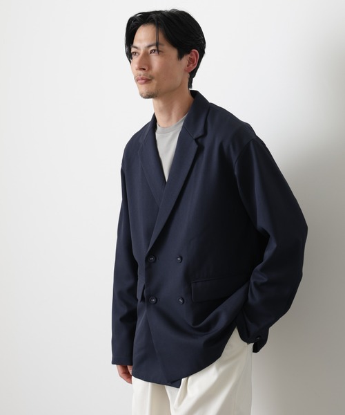 NANO universe（ナノユニバース）の「ドレープダブルジャケット（テーラードジャケット・メンズ・ネイビー/ブラック・S/L/M）」の5枚目の写真