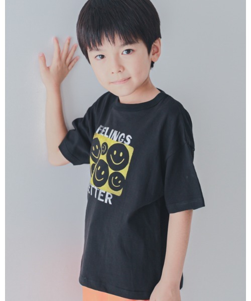 2nd（セカンド）の「ジーンズベーセカンド SMILE Tシャツ（Tシャツ/カットソー・キッズ・オフホワイト/ブラック・110cm/120cm/130cm/150cm/160cm/140cm）」の2枚目の写真