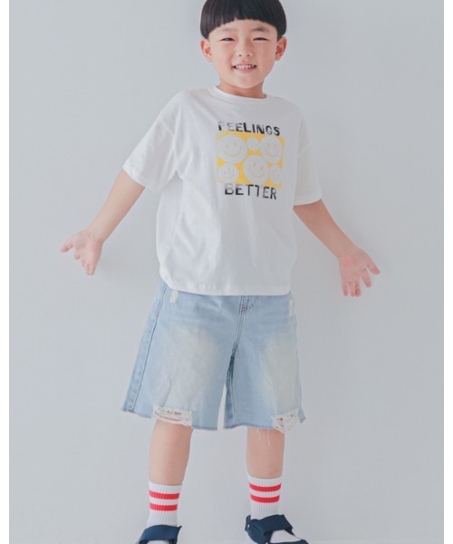 2nd（セカンド）の「ジーンズベーセカンド SMILE Tシャツ（Tシャツ/カットソー・キッズ・オフホワイト/ブラック・110cm/120cm/130cm/150cm/160cm/140cm）」の3枚目の写真