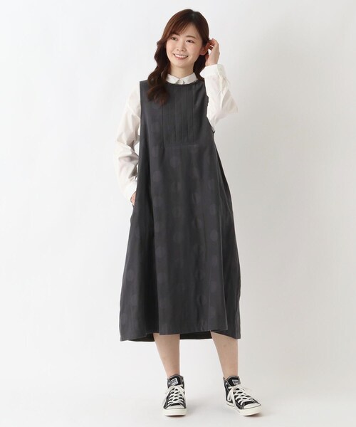 one'sterrace(ワンズテラス)の「ドットジャカードノースリーブワンピース(ワンピース・レディース・ブラック系8/グレー系その他7・02)」の12枚目の写真