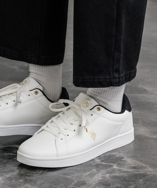 U.S. POLO ASSN.(ユーエスポロアッスン)の「U.S. POLO ASSN. ユーエスポロアッスン ローカット 紐靴コートスニーカー(スニーカー・メンズ・ホワイト×グリーン/ブラック×シルバー/ホワイト×ブラック・26cm/25cm/24cm/23cm/28cm/27cm)」の2枚目の写真