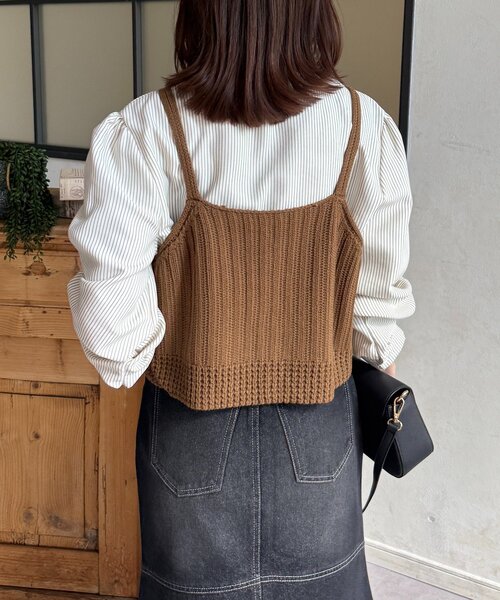 Thevon（ゼボン）の「ビスチェSETボウタイブラウス（シャツ/ブラウス・レディース・ブルー/ベージュ/アイボリー・FREE）」の6枚目の写真