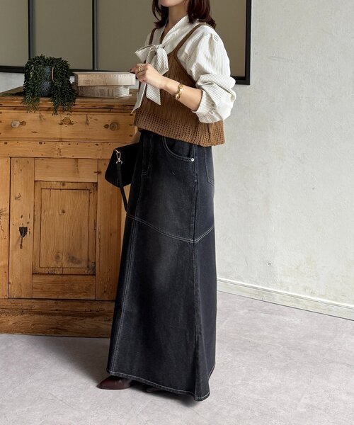 Thevon（ゼボン）の「ビスチェSETボウタイブラウス（シャツ/ブラウス・レディース・ブルー/ベージュ/アイボリー・FREE）」の10枚目の写真