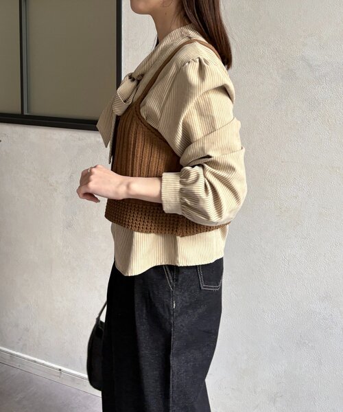 Thevon（ゼボン）の「ビスチェSETボウタイブラウス（シャツ/ブラウス・レディース・ブルー/ベージュ/アイボリー・FREE）」の12枚目の写真