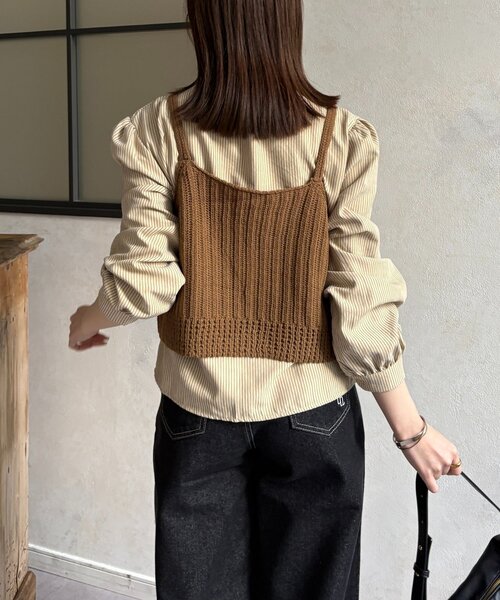 Thevon（ゼボン）の「ビスチェSETボウタイブラウス（シャツ/ブラウス・レディース・ブルー/ベージュ/アイボリー・FREE）」の13枚目の写真