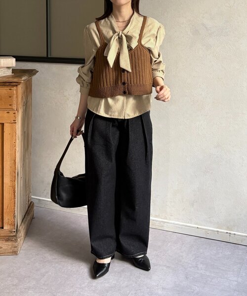 Thevon（ゼボン）の「ビスチェSETボウタイブラウス（シャツ/ブラウス・レディース・ブルー/ベージュ/アイボリー・FREE）」の16枚目の写真