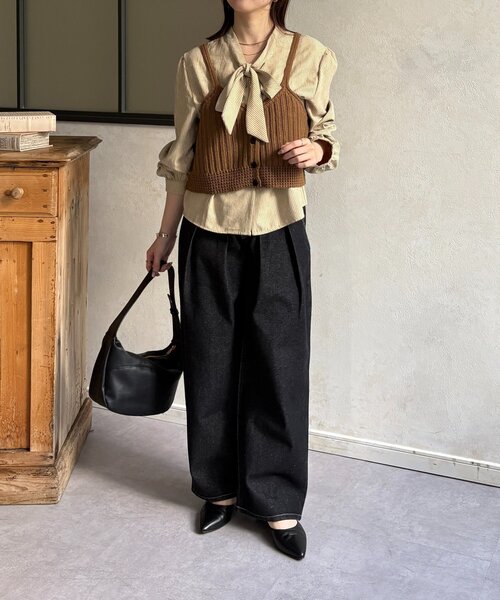 Thevon（ゼボン）の「ビスチェSETボウタイブラウス（シャツ/ブラウス・レディース・ブルー/ベージュ/アイボリー・FREE）」の20枚目の写真