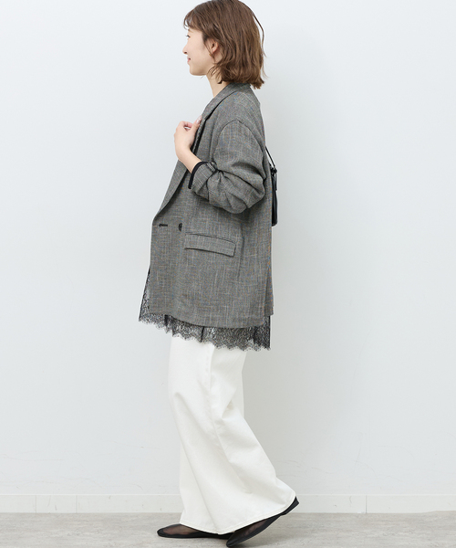 JOURNAL STANDARD relume（ジャーナルスタンダード　レリューム）の「レースヘムロンT（Tシャツ/カットソー・レディース・ホワイト/ブラック/ブラック系その他・FREE）」の12枚目の写真