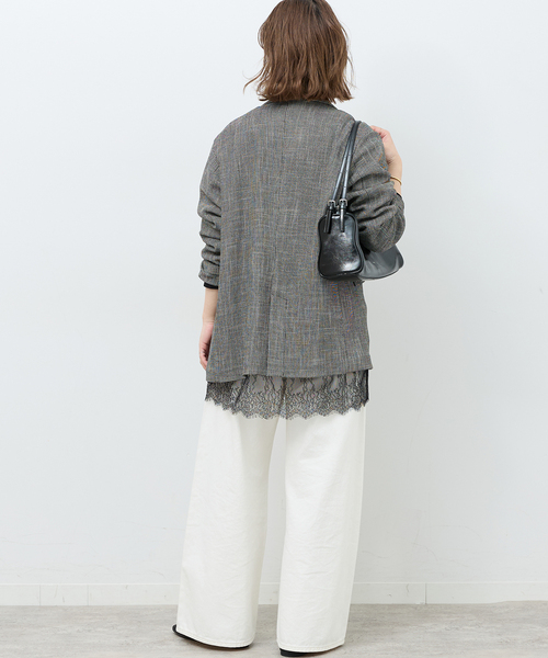 JOURNAL STANDARD relume（ジャーナルスタンダード　レリューム）の「レースヘムロンT（Tシャツ/カットソー・レディース・ホワイト/ブラック/ブラック系その他・FREE）」の13枚目の写真