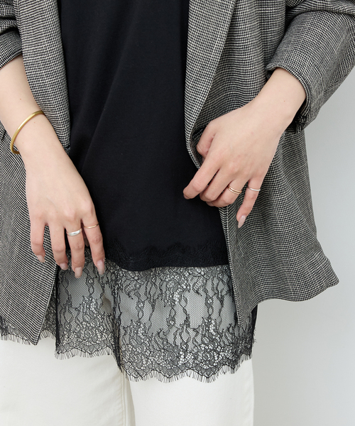 JOURNAL STANDARD relume（ジャーナルスタンダード　レリューム）の「レースヘムロンT（Tシャツ/カットソー・レディース・ホワイト/ブラック/ブラック系その他・FREE）」の16枚目の写真