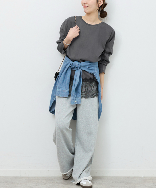 JOURNAL STANDARD relume（ジャーナルスタンダード　レリューム）の「レースヘムロンT（Tシャツ/カットソー・レディース・ホワイト/ブラック/ブラック系その他・FREE）」の19枚目の写真