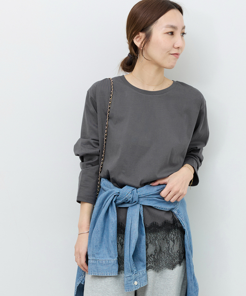 JOURNAL STANDARD relume（ジャーナルスタンダード　レリューム）の「レースヘムロンT（Tシャツ/カットソー・レディース・ホワイト/ブラック/ブラック系その他・FREE）」の22枚目の写真