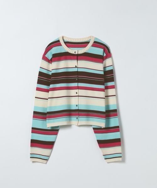 JEANASIS（ジーナシス）の「14Gイゲージリブスナップカーディガン/668667（カーディガン/ボレロ・レディース・ホワイト/ブラック/レッド/マルチ・FREE）」の4枚目の写真