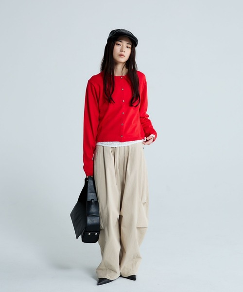 JEANASIS（ジーナシス）の「14Gイゲージリブスナップカーディガン/668667（カーディガン/ボレロ・レディース・ホワイト/ブラック/レッド/マルチ・FREE）」の15枚目の写真