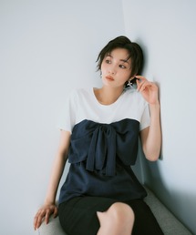 VIS | 美easyリネンライクリボンビスチェトップス/イージーケア・接触冷感・セットアップ対応(Tシャツ/カットソー)
