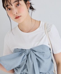 VIS | 美easyリネンライクリボンビスチェトップス/イージーケア・接触冷感・セットアップ対応(Tシャツ/カットソー)