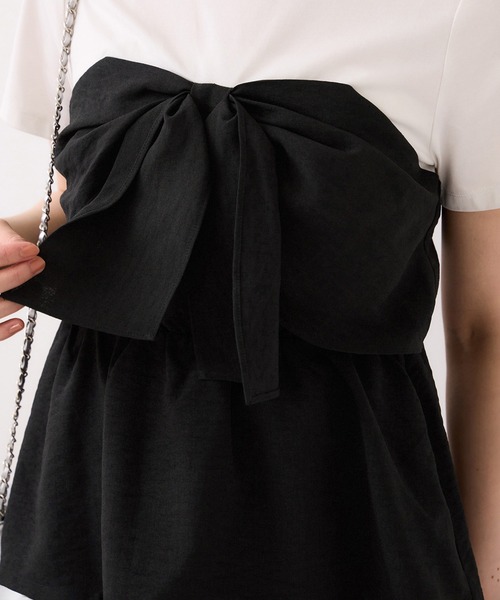 VIS（ビス）の「美easyリネンライクリボンビスチェトップス/イージーケア・接触冷感・セットアップ対応（Tシャツ/カットソー・レディース・ピンク/ブラック/キナリ/グレー・FREE）」の5枚目の写真