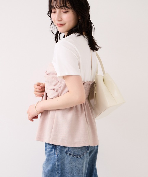 VIS（ビス）の「美easyリネンライクリボンビスチェトップス/イージーケア・接触冷感・セットアップ対応（Tシャツ/カットソー・レディース・ピンク/ブラック/キナリ/グレー・FREE）」の13枚目の写真