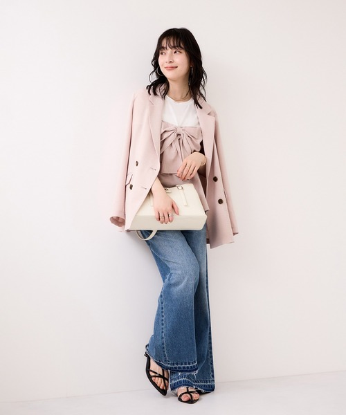 VIS（ビス）の「美easyリネンライクリボンビスチェトップス/イージーケア・接触冷感・セットアップ対応（Tシャツ/カットソー・レディース・ピンク/ブラック/キナリ/グレー・FREE）」の14枚目の写真