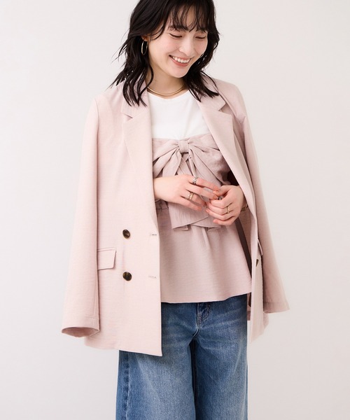 VIS（ビス）の「美easyリネンライクリボンビスチェトップス/イージーケア・接触冷感・セットアップ対応（Tシャツ/カットソー・レディース・ピンク/ブラック/キナリ/グレー・FREE）」の16枚目の写真