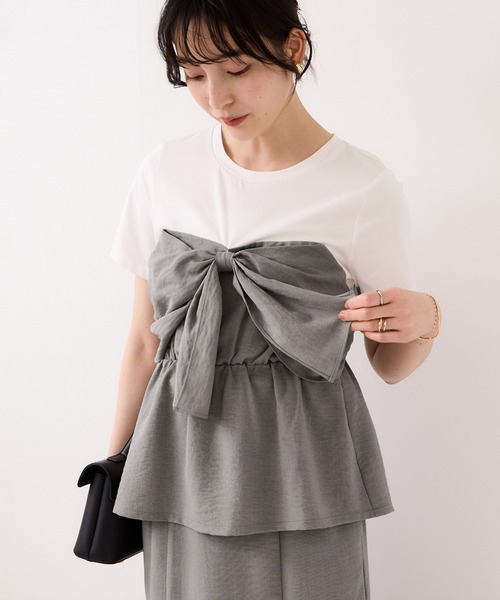 VIS（ビス）の「美easyリネンライクリボンビスチェトップス/イージーケア・接触冷感・セットアップ対応（Tシャツ/カットソー・レディース・ピンク/ブラック/キナリ/グレー・FREE）」の18枚目の写真