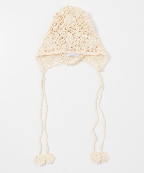 SMELLY(スメリー)の「フラワーデザインボンネット(ニットキャップ/ビーニー・レディース・アイボリー/ブラック・-)」の19枚目の写真