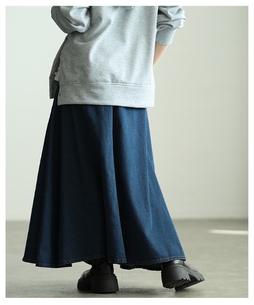 Sawa a la mode(サワアラモード)の「コットンデニムフレアゴアスカート(デニムスカート・レディース・ブラック/ネイビー/ホワイト・FREE)」の16枚目の写真