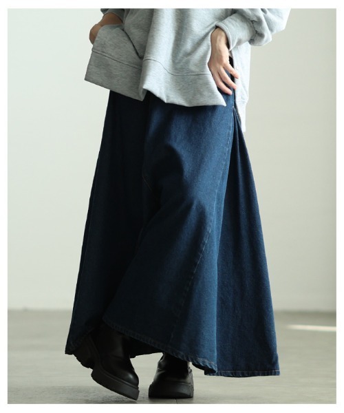 Sawa a la mode(サワアラモード)の「コットンデニムフレアゴアスカート(デニムスカート・レディース・ブラック/ネイビー/ホワイト・FREE)」の17枚目の写真