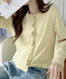 Ada.（エイダ）の「フロント フリル コンパクト ニット カーディガン（カーディガン/ボレロ）」