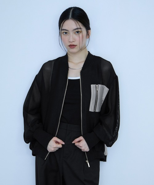 VICKY（ビッキー）の「【大人の抜け感】メッシュブルゾン（ダウンジャケット/コート・レディース・ベージュ/オフホワイト/ブラック・M）」の2枚目の写真