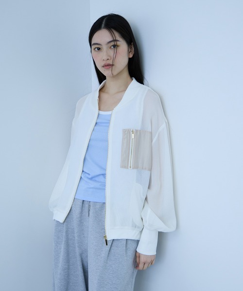 VICKY（ビッキー）の「【大人の抜け感】メッシュブルゾン（ダウンジャケット/コート・レディース・ベージュ/オフホワイト/ブラック・M）」の4枚目の写真