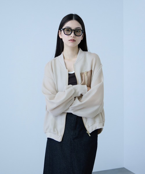 VICKY（ビッキー）の「【大人の抜け感】メッシュブルゾン（ダウンジャケット/コート・レディース・ベージュ/オフホワイト/ブラック・M）」の7枚目の写真