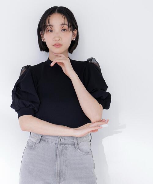 NATURAL BEAUTY BASIC(ナチュラルビューティーベーシック)の「◇シアーツイストスリーブニット(ニット/セーター・レディース・ブルー/ピンク/オフホワイト/ブラック・FREE)」の21枚目の写真