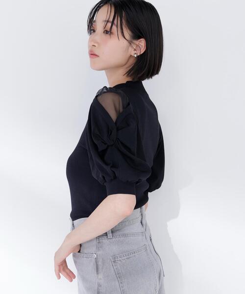NATURAL BEAUTY BASIC(ナチュラルビューティーベーシック)の「◇シアーツイストスリーブニット(ニット/セーター・レディース・ブルー/ピンク/オフホワイト/ブラック・FREE)」の21枚目の写真